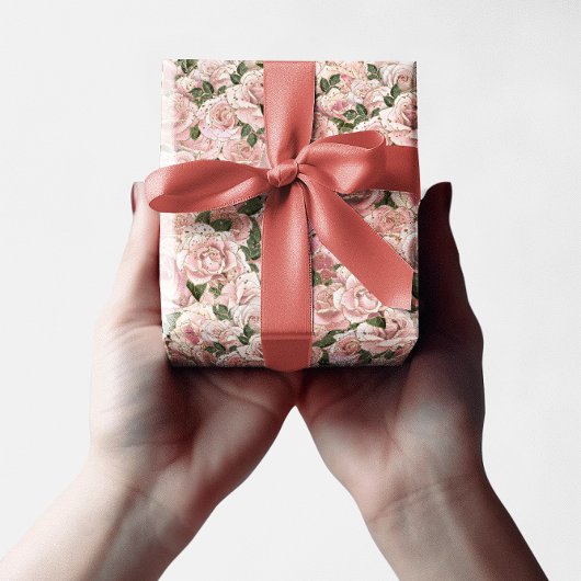 Decoratief Blush Pink Gold Glam Roos Botanisch Cadeaupapier