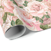 Decoratief Blush Pink Gold Glam Roos Botanisch Cadeaupapier (Rol Hoek)