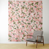 Decoratief Blush Pink Gold Glam Roos Botanisch Wandkleed (In situ)