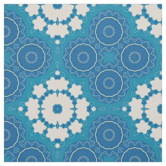 Decoratief Boho Chic Blue en White Geometric Stof (Swatch)