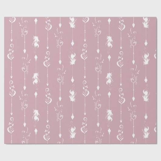 Decoratief Boho Feathers Birthday Cadeaupapier (Vlak)