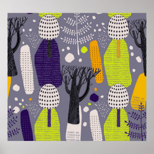 Decoratief bos, kunstillustratie. poster