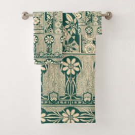 Decoratief botanisch art nouveau patroon bad handdoek