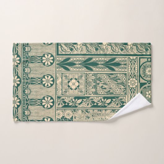 Decoratief botanisch art nouveau patroon bad handdoek (Handdoek)