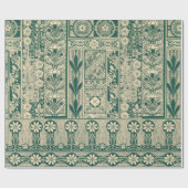 Decoratief botanisch art nouveau patroon cadeaupapier (Vlak)