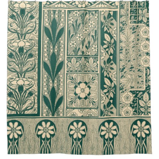 Decoratief botanisch art nouveau patroon douchegordijn (Voorkant)