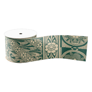 Decoratief botanisch art nouveau patroon grosgrain lint
