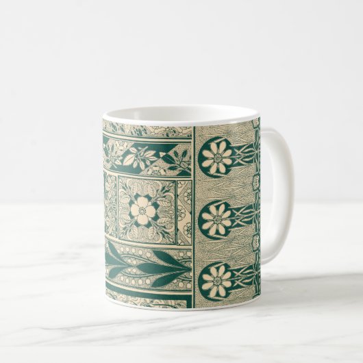 Decoratief botanisch art nouveau patroon koffiemok (Voorkant rechts)