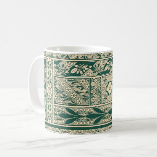 Decoratief botanisch art nouveau patroon koffiemok (Voorkant links)