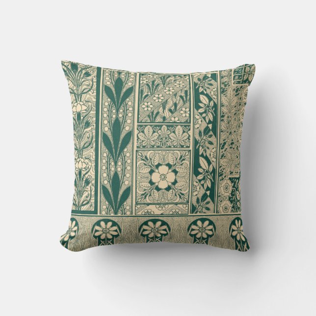 Decoratief botanisch art nouveau patroon kussen (Voorkant)