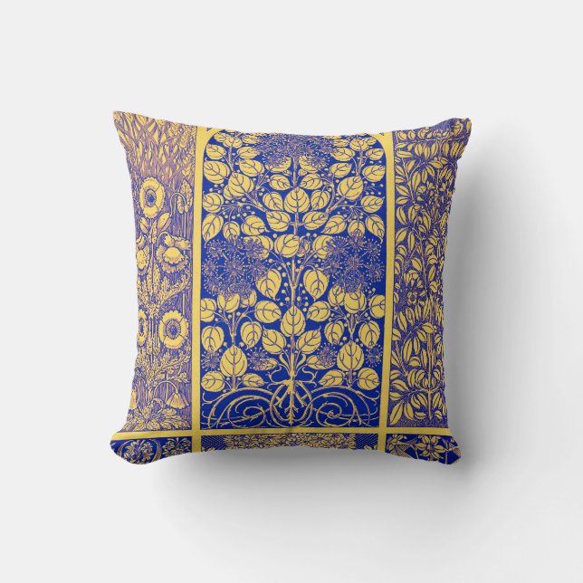  decoratief botanisch art nouveau-patroon kussen (Voorkant)
