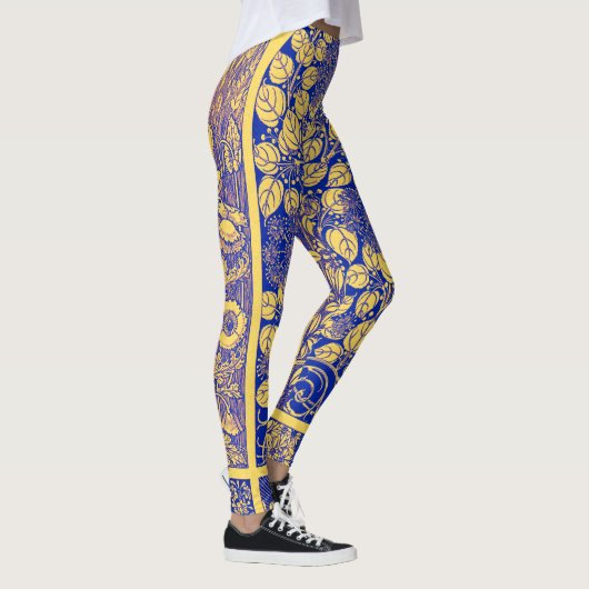 decoratief botanisch art nouveau-patroon leggings (Rechts)