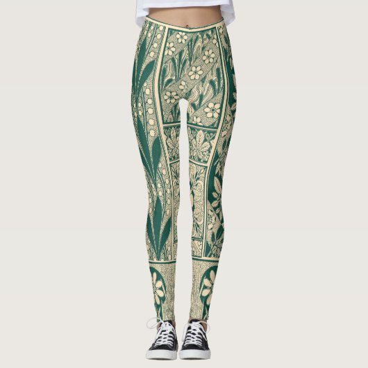 Decoratief botanisch art nouveau patroon leggings (Voorkant)