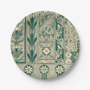 Decoratief botanisch art nouveau patroon papieren bordje
