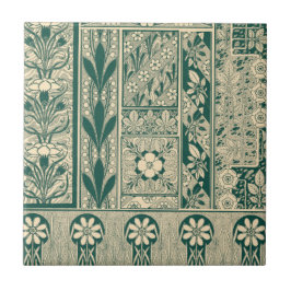 Decoratief botanisch art nouveau patroon tegeltje