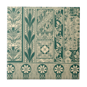 Decoratief botanisch art nouveau patroon tegeltje