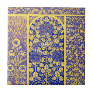  decoratief botanisch art nouveau-patroon tegeltje