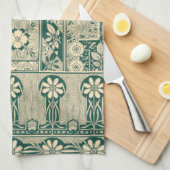 Decoratief botanisch art nouveau patroon theedoek (Quarter Fold)