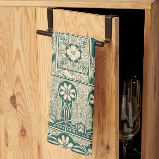 Decoratief botanisch art nouveau patroon theedoek (Derde Gevouwen)