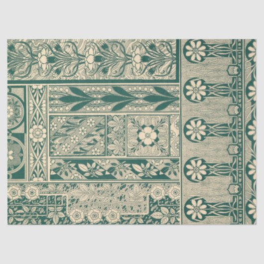 Decoratief botanisch art nouveau patroon tissuepapier (Voorkant)