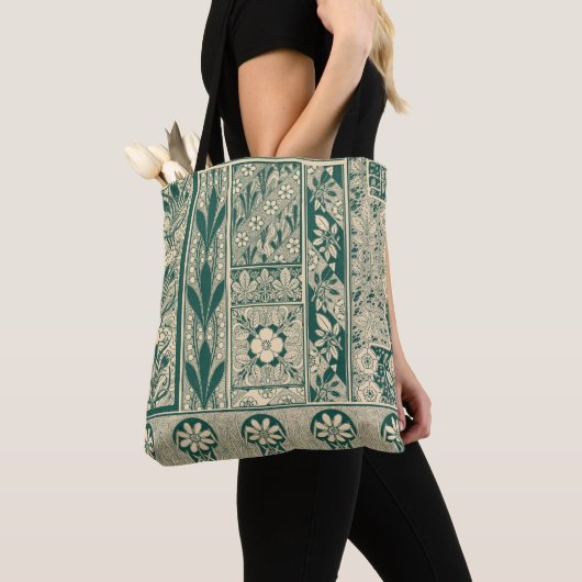 Decoratief botanisch art nouveau patroon tote bag (Dichtbij)
