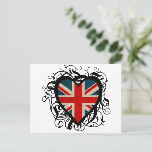 Decoratief Brits hart Briefkaart (Staand voorkant)