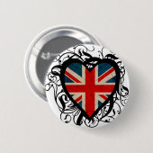 Decoratief Brits hart Ronde Button 5,7 Cm (Voorkant /achterkant)