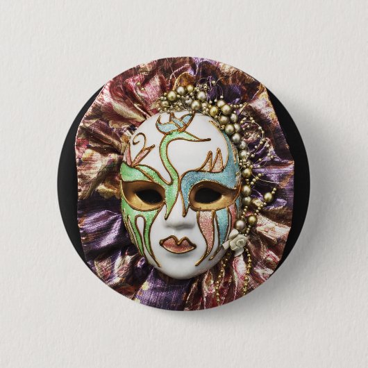 Decoratief carnavalmasker ronde button 5,7 cm (Voorkant)