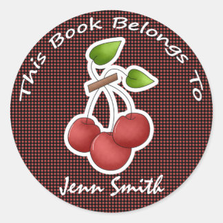 Decoratief Cherry Fruit Schattigee naam Bookplate  Ronde Sticker