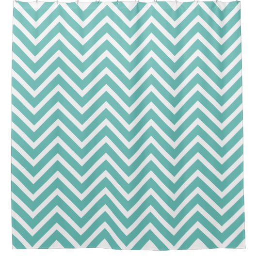 Decoratief Chevron Pattern Licht Blauwgroen en wit Douchegordijn (Voorkant)