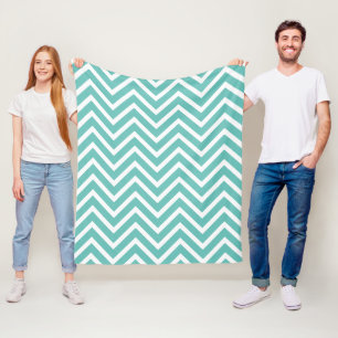 Decoratief Chevron Pattern Licht Blauwgroen en wit Fleece Deken