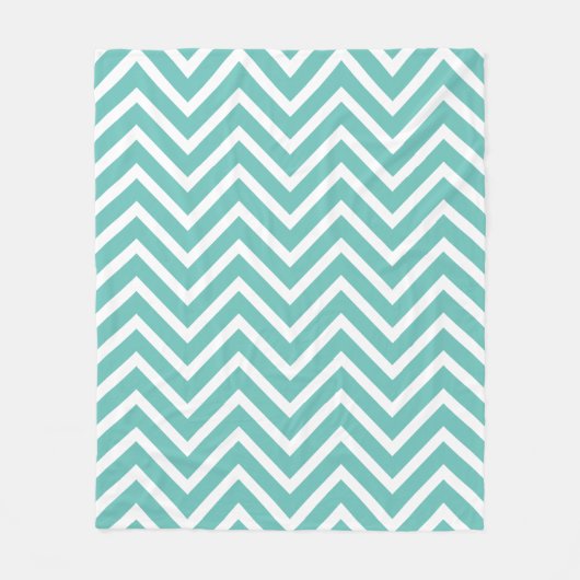 Decoratief Chevron Pattern Licht Blauwgroen en wit Fleece Deken (Voorkant)