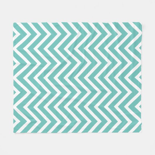 Decoratief Chevron Pattern Licht Blauwgroen en wit Fleece Deken (Voorkant (Horizontaal))