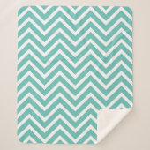 Decoratief Chevron Pattern Licht Blauwgroen en wit Sherpa Deken (Voorkant)