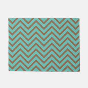 Decoratief Chevron Pattern Light Blauwgroen en bru Deurmat