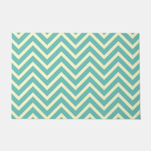Decoratief Chevron Pattern Light Blauwgroen en Cre Deurmat