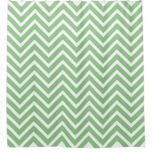 Decoratief Chevron Pattern Sage and White Douchegordijn (Voorkant)