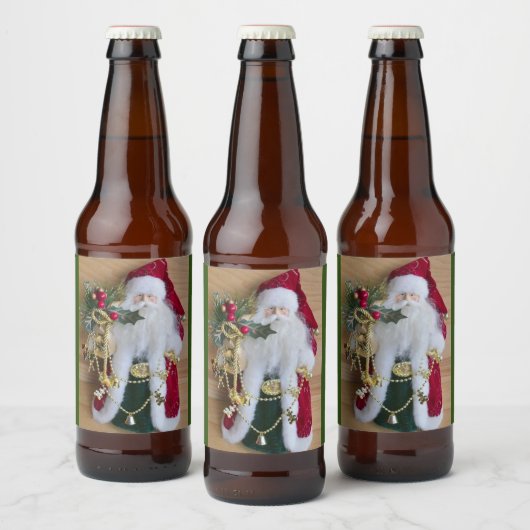 DECORATIEF CHRISTMAS SANTA BIER ETIKET (Flessen)