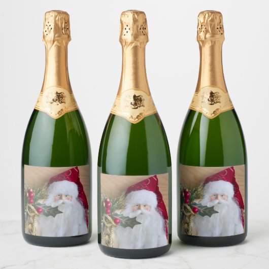 DECORATIEF CHRISTMAS SANTA SPARKLING WIJNETIKET (Flessen)