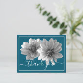 Decoratief Dahlia Blue Background Dank je Briefkaart (Staand voorkant)