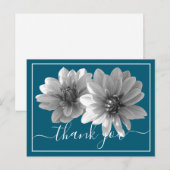 Decoratief Dahlia Blue Background Dank je Briefkaart (Voorkant / Achterkant)