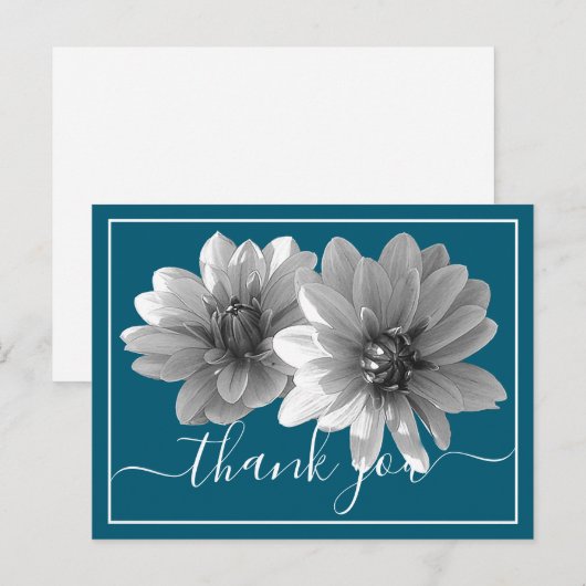 Decoratief Dahlia Blue Background Dank je Briefkaart (Voorkant / Achterkant)