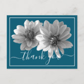 Decoratief Dahlia Blue Background Dank je Briefkaart (Voorkant)
