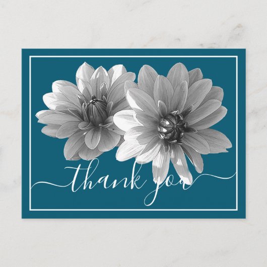 Decoratief Dahlia Blue Background Dank je Briefkaart (Voorkant)