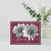 Decoratief Dahlia Wine Kleurachtergrond Dank u Briefkaart (Staand voorkant)