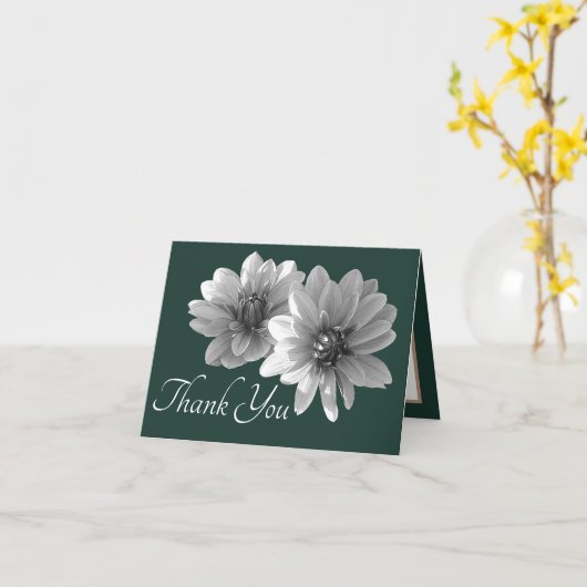 Decoratief Dahlias Green Cyan Achtergrond Dank u Kaart (Gele Bloem)