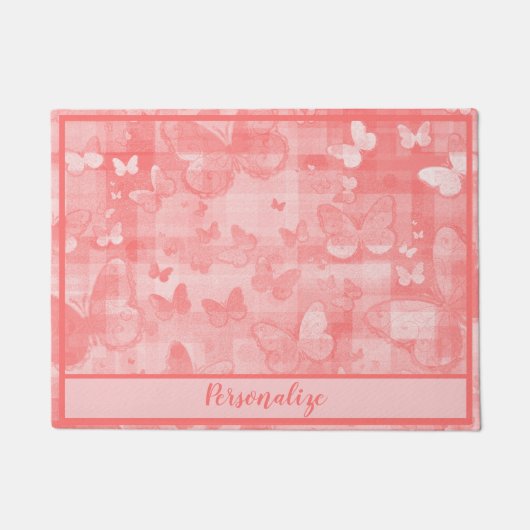 Decoratief  Dainty Pink Butterfly Patroon Deurmat (Voorkant)