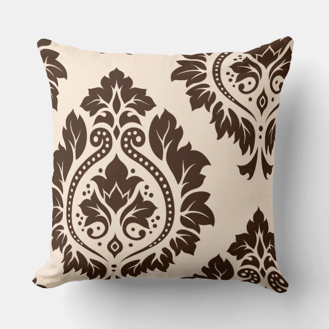Decoratief Damask Art I (2Way) Cream & Brown Kussen (Voorkant)