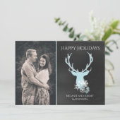 Decoratief Deer Head Holiday Greeting Kaart (Staand voorkant)