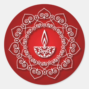 Decoratief diwali-lampontwerp ronde sticker